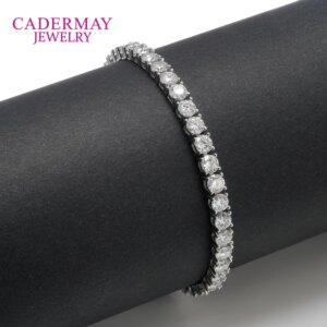 Hiphop Jewelry High Quality 4mm Round D VVS Moissanite Tennis Bracelet Pass Diamond Tester 925 Silver Moissanite Chain For Gift