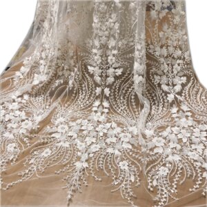 New Luxury Beaded Sequins Embroidered Wedding Dresses Evening Fashion Skirt Lace Fabric