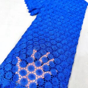 Royal Blue African Guipure Cord Lace Fabric 2024 High Quality Water Soluble French Lace Fabric For Woman Birthday Party Dresses