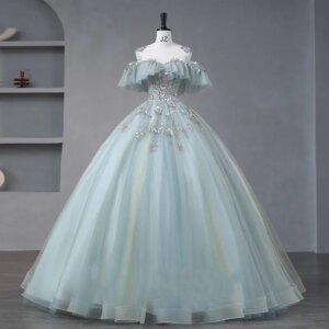 Sweetheart Glittering Off-Shoulder Quinceanera Dress Beading Appliques Ball Gown Vestidos De 15 Birthday Party Gowns Corset