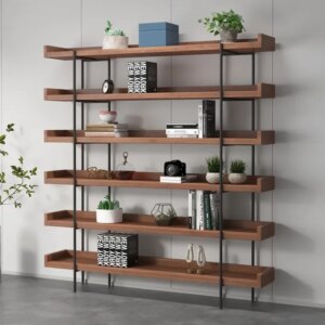 American solid wood multi-layer storage shelf industrial loft floor household wrought storage living room bookcase