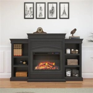 69 Inch Electric Fireplace with Fireplace Frame, Fireplace Plug-in Remote Control, Timer, Realistic Wood and Flame Effects