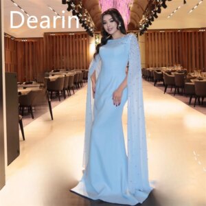 Customized Evening Dress Prom Gown Formal Women Dearin Scoop Neckline Column Floor Length Skirts Tulle Bespoke Occasion Dresses