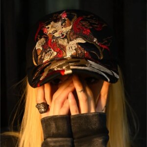 Chinese style full embroidered men’s and women’s adjustable curved brim baseball peaked cap
