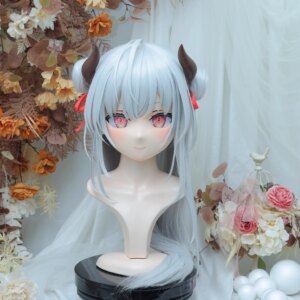 Customize Character Female/Girl Resin Kig Full Head With Lock Anime Cosplay Japanese Anime Kigurumi Mask