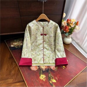 Chinese style disc clip cotton coat woman new song brocade jacquard plus