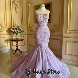 Purple Lace Appliques Saudi Arabia Prom Dresses 2025 Beaded Sweetheart Evening Dresses For Woman Wedding Party Gown Customized