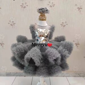 Luxury Beaded Flower Girl Dresses For Wedding Ruffles First Communion Dress Cute Baby Party Dresss