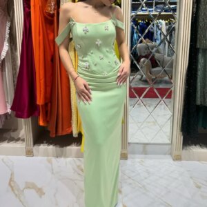 Customized Sexy Casual Satin Rhinestone Evening Sheath Off-the-shoulder Bespoke Occasion Gown Long Dresses