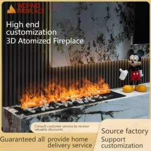2024 6D Smart Holographic Fireplace APP/Remote Control 128 RGB Colors, Ultrasonic Mist Fireplace Child/Pet Safe 50% Energy Save