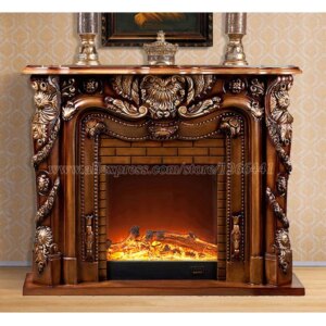Deluxe Fireplace W150cm European Style Chimney Wooden Mantel Plus Electric Insert Firebox Burner Artificial LED Optical Flame