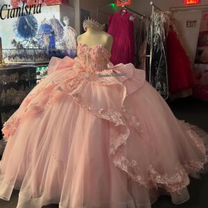 Pink Ball Gown 15 Year Quinceanera Dress 2025 Girls Evening Dresses Vestidos De Fiesta