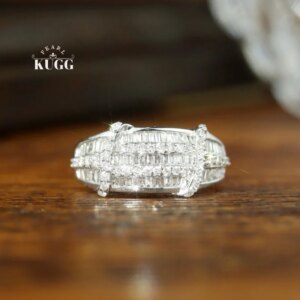 KUGG 100% 18K White Gold Rings 1.0carat Real Natural Diamond Engagement Ring Luxury Shiny Design High Party Jewelry for Women
