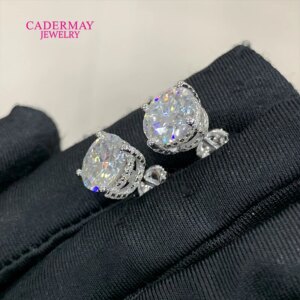 Cadermay Jewelry Iced Out 4 prongs 9mm 3ct Each D VVS1 Moissanite Stud Earrings 925 Sterling Sliver Earrings For Women Men Gift