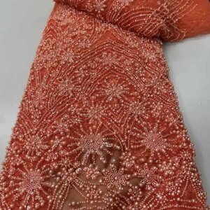 African Mesh Lace Fabric Nigerian Beads Lace Fabric 2025 High Quality French Nigeria Lace Dresses for Women Party Wedding Sewing