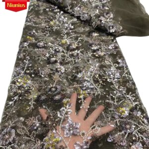 2025Latest High Quality Elegant Luxurious Soft Mesh lace With Lots Beads Stones Fabric For Party Evening Dresses NN2698_Z