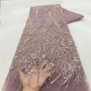 African Mesh Lace Fabric 2024 High Quality French Sequins Tulle Lace Fabric Nigerian Lace Fabric For Wedding Women Dresses