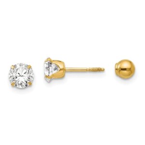 14k Madi K Polished Reversible 5mm CZ Ball Earrings