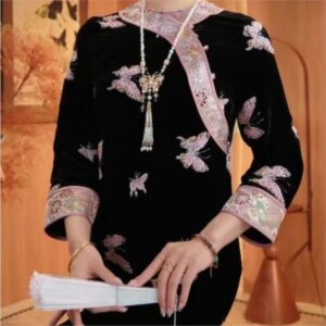 New Chinese style old money heavy industry bustling embroidery dress