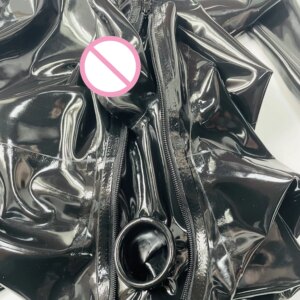 Neck entry catsuit codpiece hidden sheath