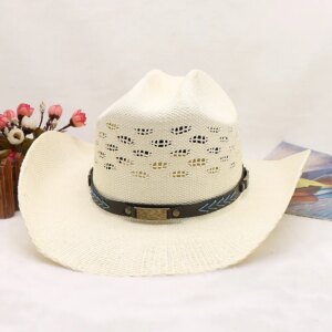 Stiff Woven Hat Knight Cowboy Hat Fedora Hat Rolled Brim Brim Straw Hat