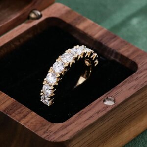 Provence Engagement Rings 10K14K18KGold DEF/VS Lab Grown Diamonds Rings for Women half band Classic Finger Personalized Custom