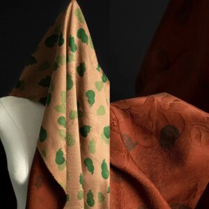 High Quality Fu Lu, Gourd Pattern Real Silk Gambiered Guangdong Flower Radish Fabric Cheongsam Dress Chinese Clothing