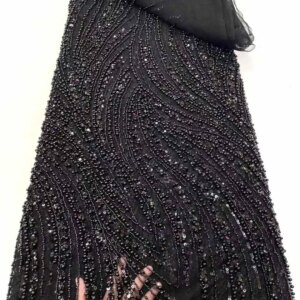 Black African 2025 High Quality Mesh Sequins Embroidery Beaded Tulle Nigerian Lace Fabrics For Bridal Material Wedding sewing