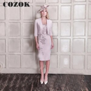 Light Lilac Graceful Mother Of The Bride Dress Appliques With Jacket Wedding Guest Gowns Tailleur Mere De La Mariée Custom BW11