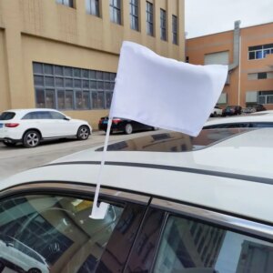 100pcs/Lot Customized Double sides Printing Sublimation Car Flag Blanks in White color for Heat Press