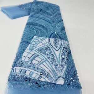 2024 New African Nigerian Exquisite Lace Fabric Sequins Beads High Quality French Bride Party Wedding Embroiderg Sewing Dress