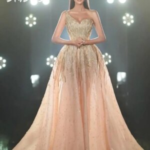 Luxurious One Shoulder Prom Dress 2025 Charming Beaded Party Dress Solemn A Line Floor-Length Evening Gowns Customized