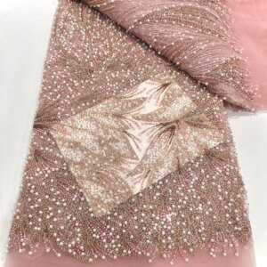 Newest Luxury Heavy Beaded Lace High Quality Net African Sequins Lace Fabric Embroidery 2025 Dresses for Wedding Bridal Dress
