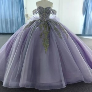 Customized Shiny light purple Off Shoulder Quinceanera Dress Lace golden applique flower layering vestidos de 15 Quinceanera