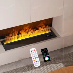 Smart 3D Interior Decoration Mist Fireplace with Remote Control/APP Control 7 Colors LED Flame Effect Humidifier Steam Fireplace