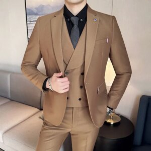 New British Suit Men’s Suit Slim Fit Small Suit Business Formal Attire Accompanying Groom’s Wedding Dress Casual Suit
