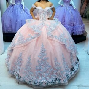 Customized Shiny Pink Off Shoulder Quinceanera Dress sequin butterfly applique Tull Lace flower Bow vestidos de 15 Quinceanera