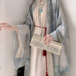 Wei Jin style Hanfu female summer Chinese style north-south waist collar big sleeve cool daily original suit hanfu dress