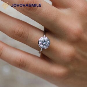 JOVOVASMILE Fine Jewelry Moissanite Ring 3carat 9mm Round Brilliant Shape VVS1 D Color with Certification