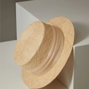 Summer hat children flat top hemp yarn natural treasure grass light breathable