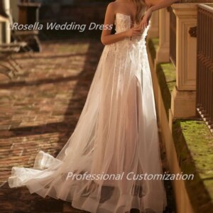 LRosella Wedding Dress A-line Tulle Strapless Floor-Length sleeveless Elegant Exquisite Elegant Morden style Luxury فسات2024