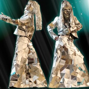 Female New mirror people’s performance art clothes women’s High-hand sewing mirror clothes laser show clothes cosplay