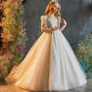 Luxury Thin Sand Flower Girl Dresses For Wedding Customized High Neck Litter Girls Birthday Gowns Baby First Communion Dresses