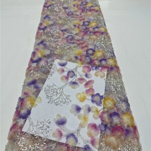 2024 Fashion French Embroidery Beaded Lace Fabric African Nigerian With Sequins Lace Fabric For Wedding Dress