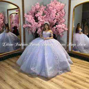 Sparkling Lilac Purple Princess Quinceanera Dresses Elegant Tulle Beaded Appliqués vestido de 15 quinceañera Prom Customised