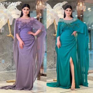 Customized Women Party Dress Occasion Prom Gown Evening YPMWZX Scoop Neckline A-line Floor Length Skirts Layered Tulle Applique