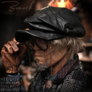 Niche Designer Handmade Beret Men’s Leather Vintage Distressed British Women’s Hat