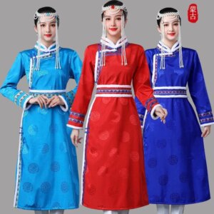 New Women’s Mongolian Robe Performing Costumes Daily Popular Elements Winter Warm Cotton Wadded