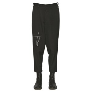 YOJI OOAK SUPER WOOLPANTS Original designer black totem embroidered men’s dress pants