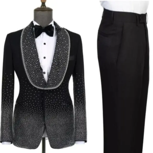Exquisite Wedding Suit for Man Slim Suits 2 Piece Blazer Single Breasted Diamond Formal Suits for Men Business Party Customized